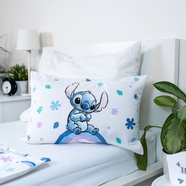 Бяло/синьо  памучно детско спално бельо 135x100 cm Lilo and Stitch "Rainbow" – Jerry Fabrics-image-3