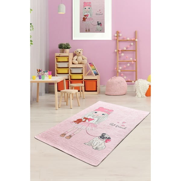 Розов детски нехлъзгащ се килим , 100 x 160 cm Best Friend - Conceptum Hypnose