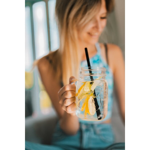 Комплект от 6 черни стъклени сламки за пиене с дължина 20 cm - Vialli Design-image-2