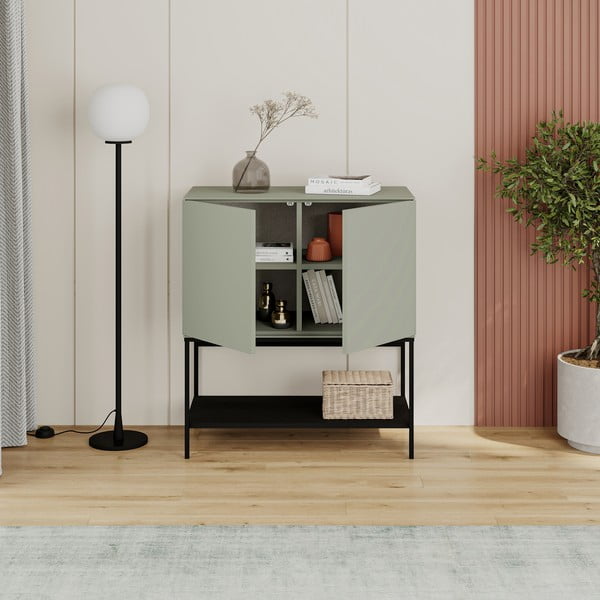 Зелено-черно шкафче 80x90x40 cm Amira – Marckeric-image-2