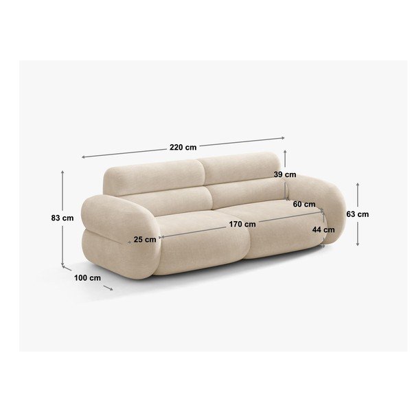 Бежов шенилов диван 220 cm Neo – Micadoni -image-4