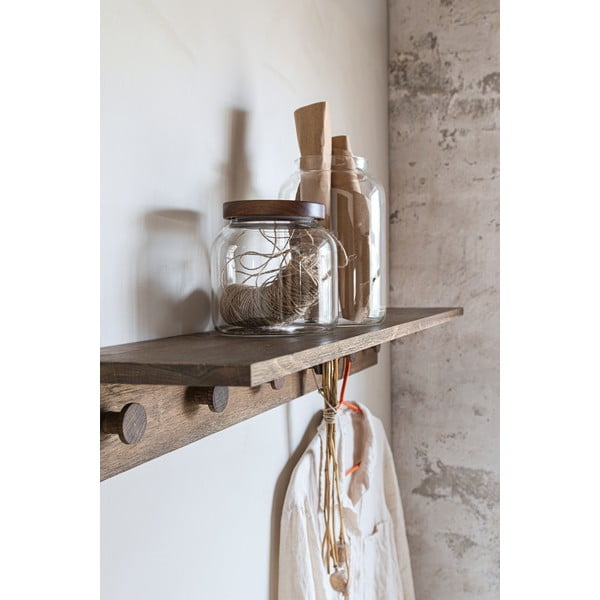 Кафява стенна закачалка от масивен дъб с рафт 90 cm Showcase – Mette Ditmer Denmark-image-2