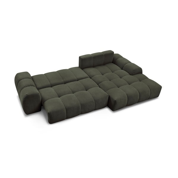 Зелен шенилов сгъваем/с място за съхранение ъглов диван (десен ъгъл) Everest – Bobochic Paris-image-4