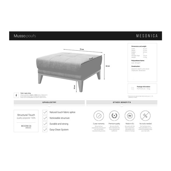 Антрацитно сив тапициран отоман Musso - MESONICA-image-3