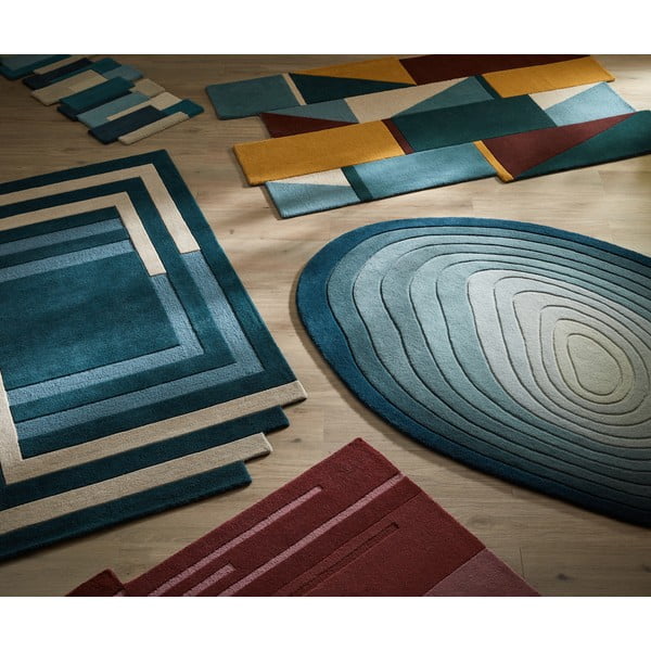 Син вълнен килим 160x230 cm Puddle Ombre Wool – Flair Rugs-image-4