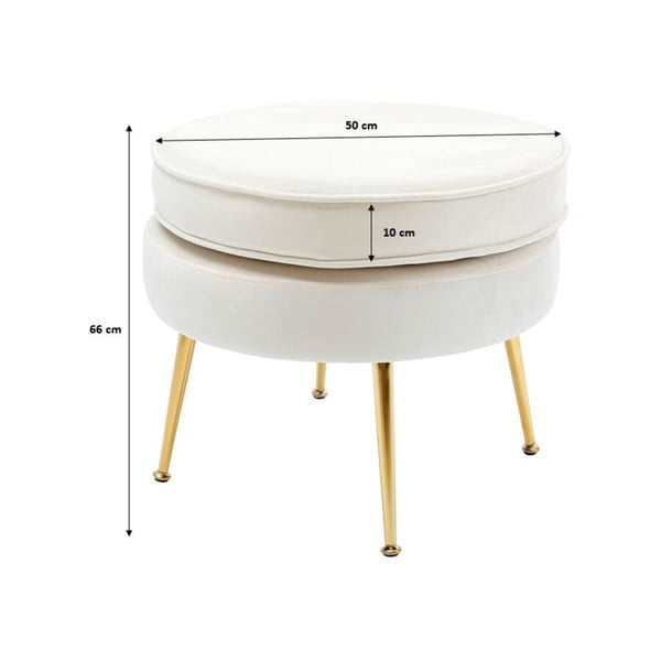 Бяло кадифено столче за крака Water Lily - Kare Design-image-3