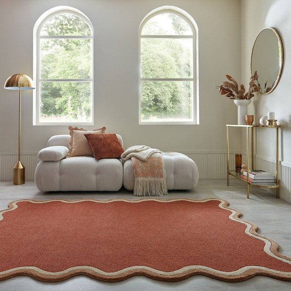 Теракотен ръчно изработен килим със смес от вълна 200x290 cm Rivo Wool – Flair Rugs-image-1