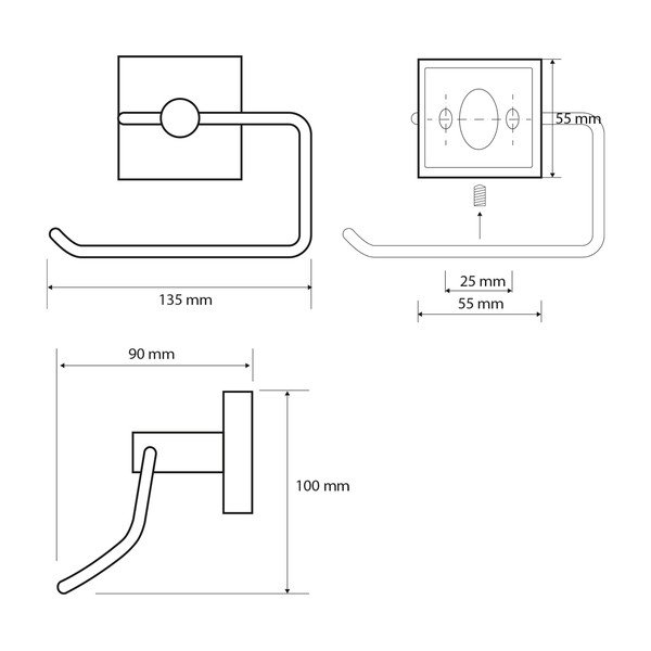 Месингов държач за тоалетна хартия в сребристо X-Square - Sapho-image-1