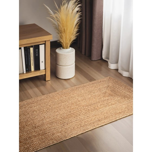 Двустранна ръчно изработена ютена пътека в естествен цвят 80x200 cm Sharmila Natural Brown – Hanse Home-image-1