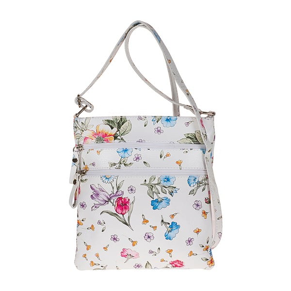 Bílá kožená kabelka s květinovým vzorem Pitti Bags Agnese