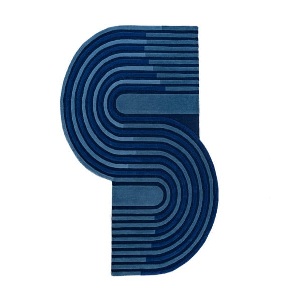 Тъмносин ръчно изработен вълнен килим 120x180 cm Conway Retro – Flair Rugs