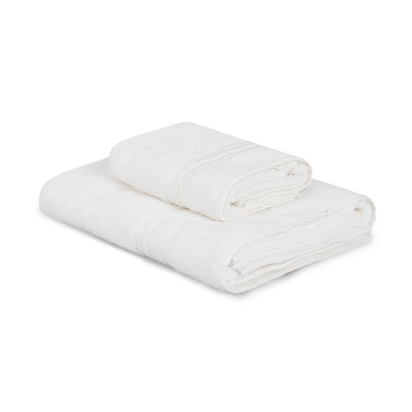 Кремави памучни кърпи и хавлии за баня в комплект от 2 Dora - Foutastic