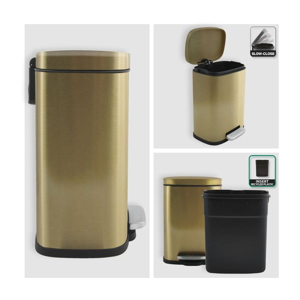 Матово златисто стоманено кошче за боклук с педал 5 l   Akira – Spirella-image-4