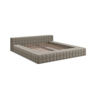 Двойно легло кафяво-сиво тапицирано с включена подматрачна рамка 140x200 cm Akela – Makamii