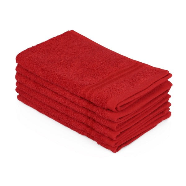 Комплект от 6 червени памучни кърпи Madame Coco Lento Rojo, 30 x 50 cm - Unknown