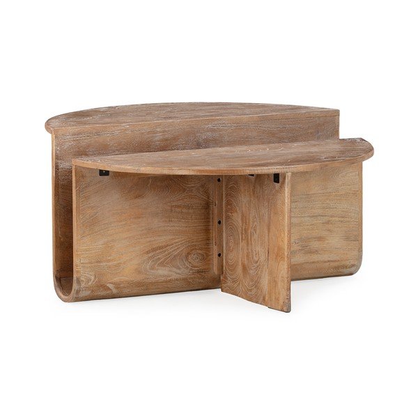 Кръгла масичка за кафе от масивно манго в тъмно естествен цвят ø 80 cm Divya – MOME