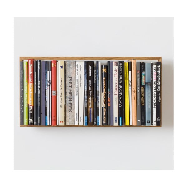 Knižní police z dubového dřeva das kleine b b9, výška 34 cm