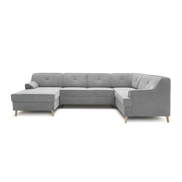 Сив ъглов разтегателен диван с шезлонг Alfa, десен ъгъл - Bobochic Paris