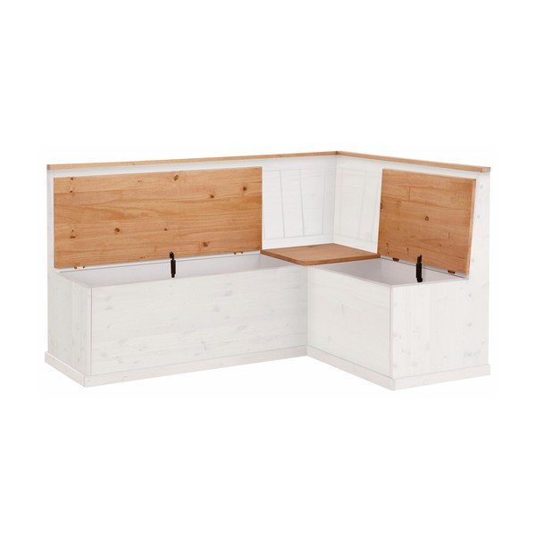 Бяла променлива ъглова пейка от борова дървесина с място за съхранение Silas - Støraa-image-2