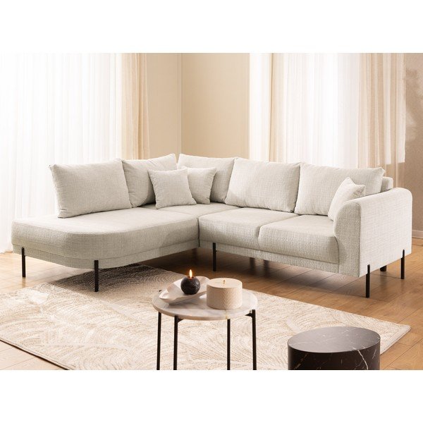 Бежов шенилов ъглов диван (ляв ъгъл/L форма) Mauris  – Ropez-image-4