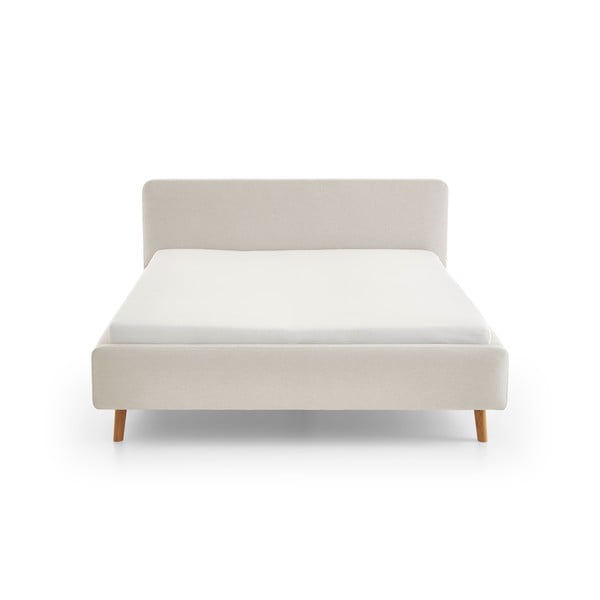 Кремаво двойно легло 180x200 cm тапицирано без ламелно дъно Mattis – Meise Möbel-image-3
