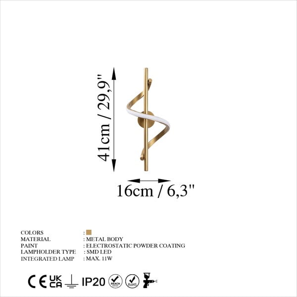 LED стенна лампа в месингов цвят Likma – Opviq lights-image-4