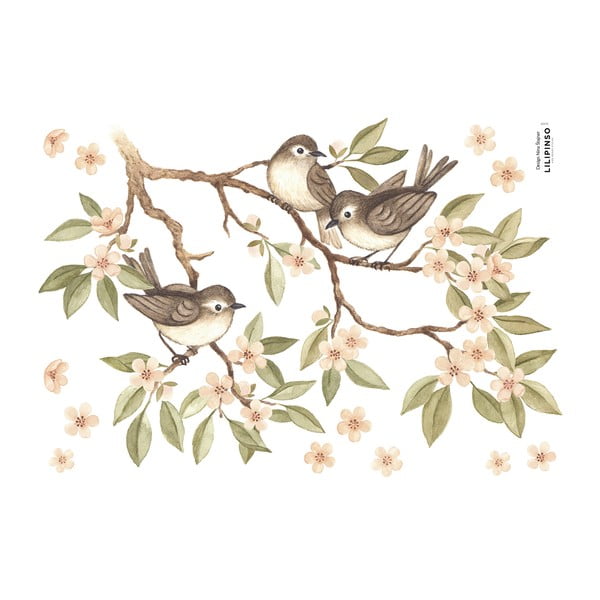 Лист със стикери 30x42 cm Branch And Sparrows - Lilipinso