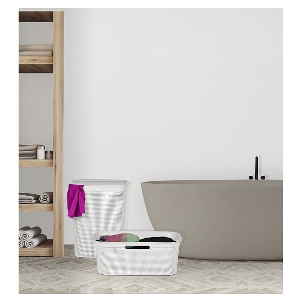 Бял пластмасов кош за пране 41 л Brisen - Rotho-image-2