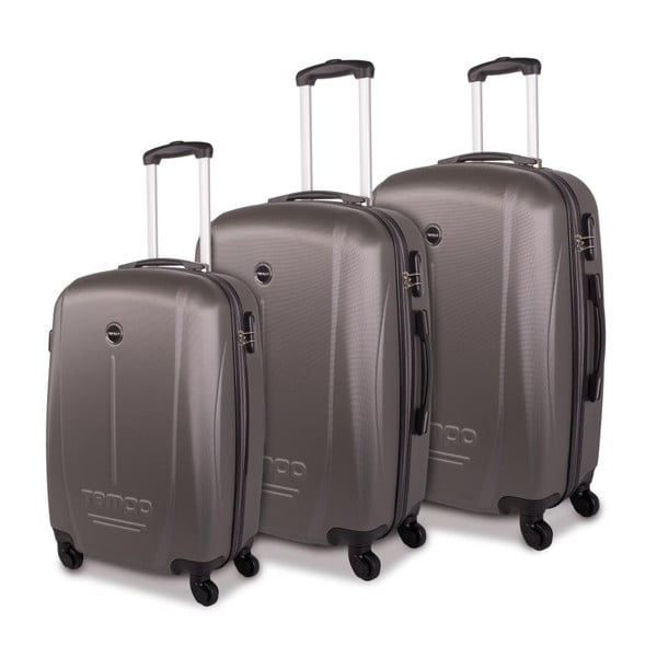 Sada tří šedých cestovních kufrů Tempo