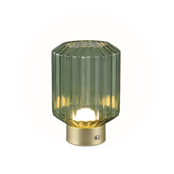 Димируема настолна LED лампа в зелено и златисто със стъклен абажур (височина 19,5 см) Lord - Reality-image-1