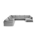 Светлосив кадифен ъглов диван (ляв ъгъл/U форма) Vanda – Mazzini Sofas
