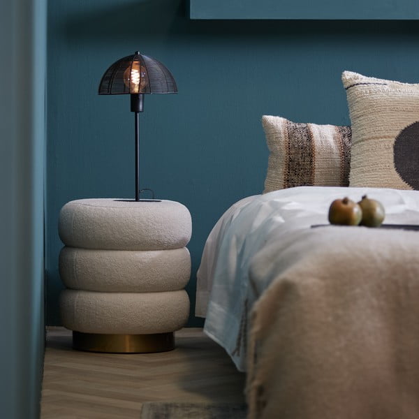 Бяла табуретка от плат букле Kimi – Light & Living-image-4