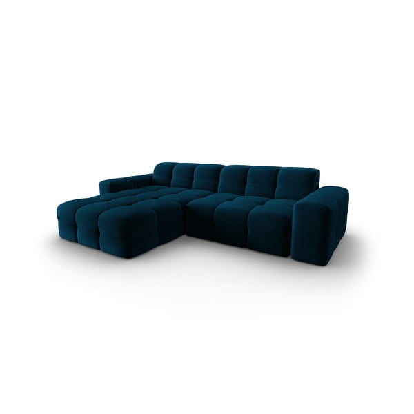 Тъмносин ъглов диван от кадифе (ляв ъгъл) Kendal - Micadoni Home-image-3