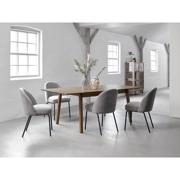 Кафява сгъваема трапезна маса с дъбов плот 95x200 cm Bari – Unique Furniture-image-1