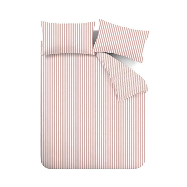 Розово единично  фланелено спално бельо 135x200 cm Stripe – Catherine Lansfield