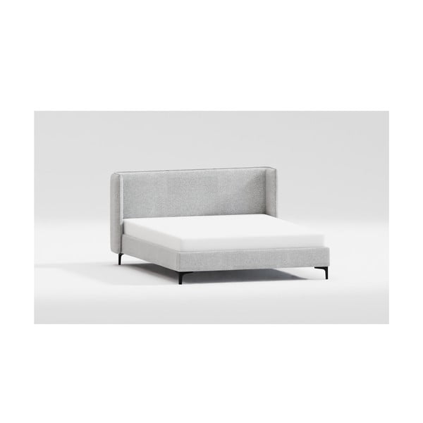 Сиво двойно тапицирано легло с включена подматрачна рамка 180x200 cm Basti – Ropez-image-3