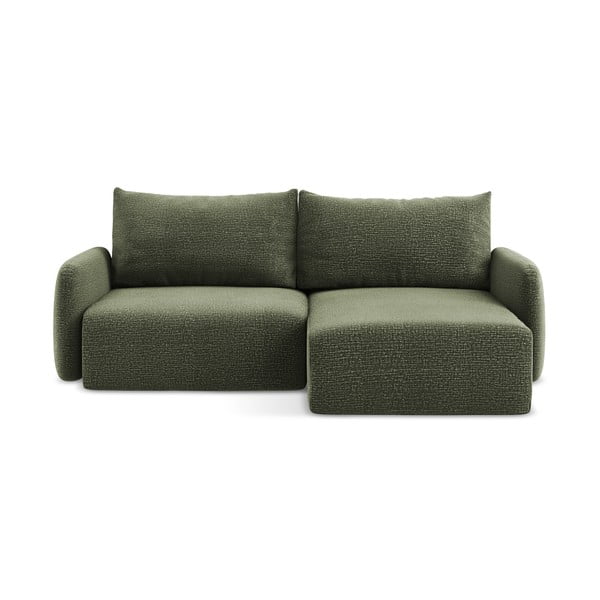 Зелен разтегателен ъглов диван с място за съхранение (десен ъгъл) Kalena – Makamii