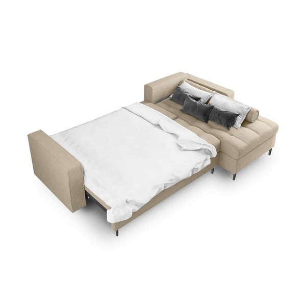 Бежов ъглов разтегателен диван , десен ъгъл Santo - Milo Casa-image-4