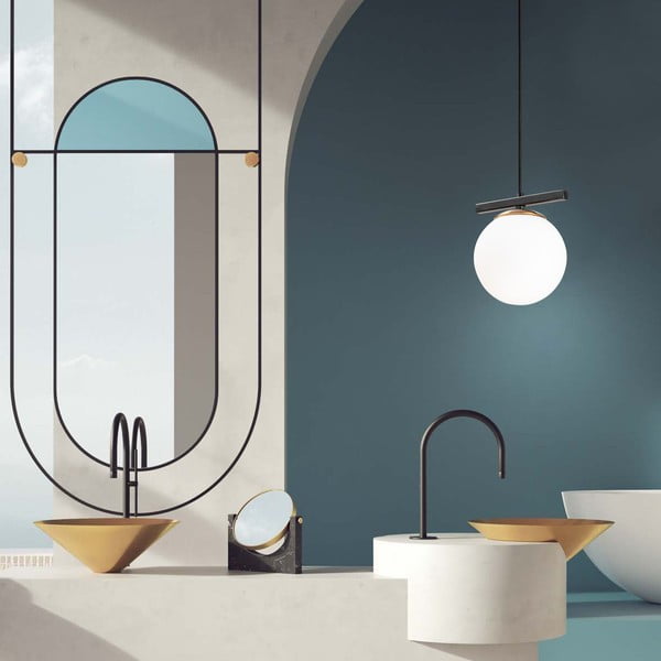 Бяло/черно висящо осветително тяло със стъклен абажур ø 15 cm Üzüm – Opviq lights-image-4