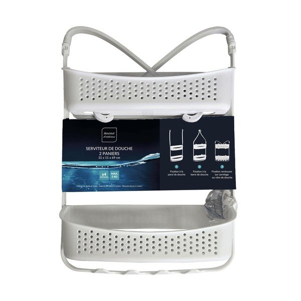 Висящ пластмасов рафт за баня в матово бял цвят Vesper – douceur d'intérieur-image-4