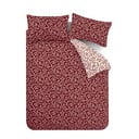 Червено единично  фланелено спално бельо 135x200 cm Grace Floral Leaf – Catherine Lansfield
