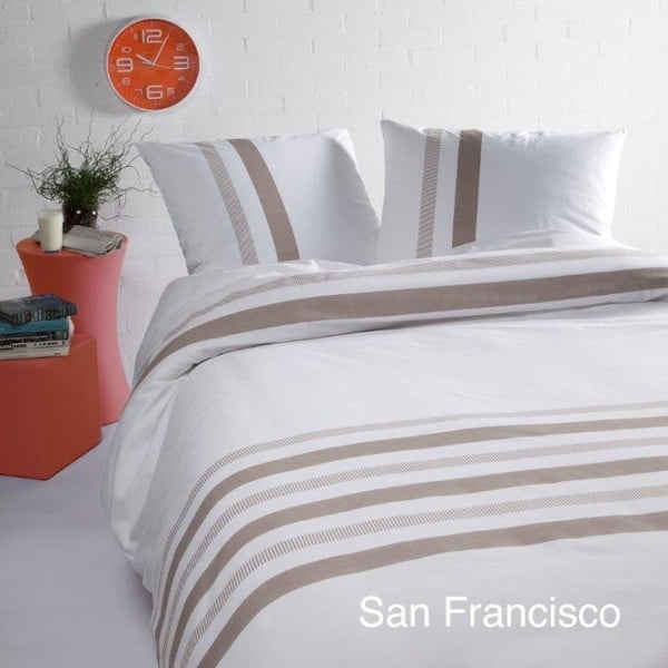 Единично спално бельо от памучен сатен San Francisco Sand, 140 x 200 cm - Ekkelboom