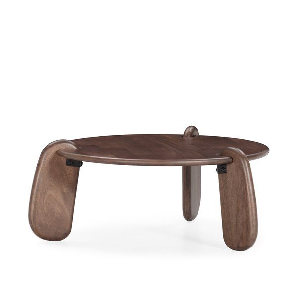 Тъмнокафява кръгла масичка за кафе от масивно манго ø 80 cm Tamira – MOME-image-3