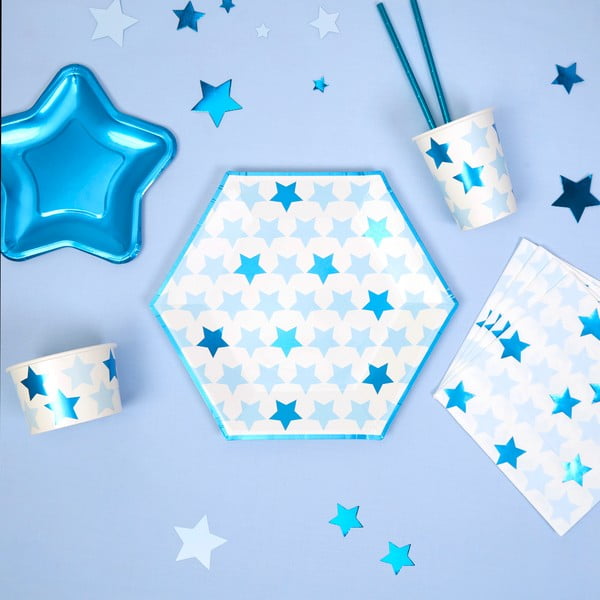 Комплект от 8 хартиени чинии Little Star Blue - Neviti