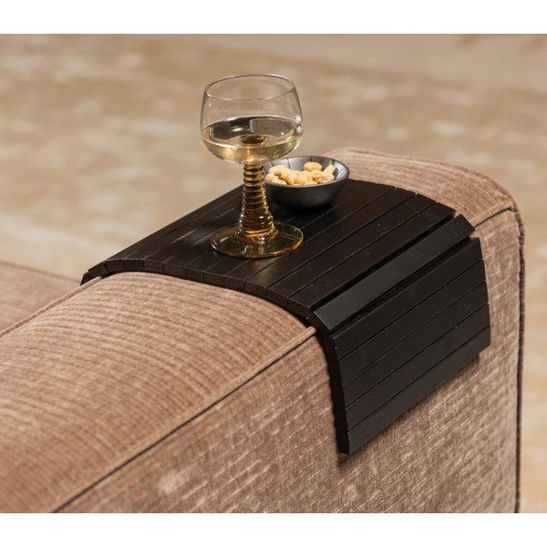 Черен гъвкав дървен подлакътник за диван WOOOD Tray-image-1