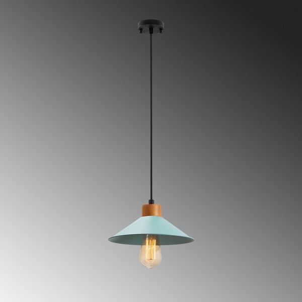 Тюркоазено/в естествен цвят висящо осветително тяло с метален абажур ø 24 cm Manavgat – Opviq lights-image-4