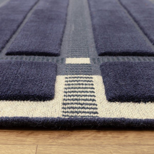 Тъмносин/бежов ръчно изработен вълнен килим 120x170 cm – Asiatic Carpets-image-3