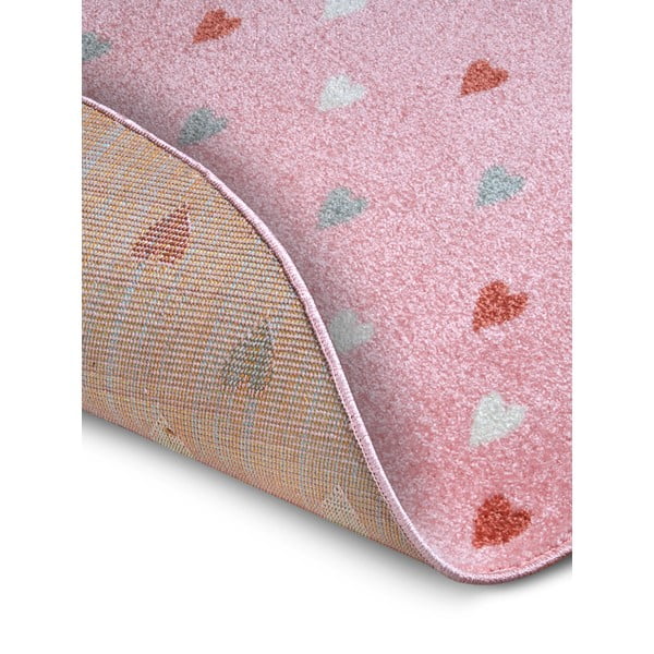Розов детски килим ø 100 cm Little Hearts - Hanse Home-image-3