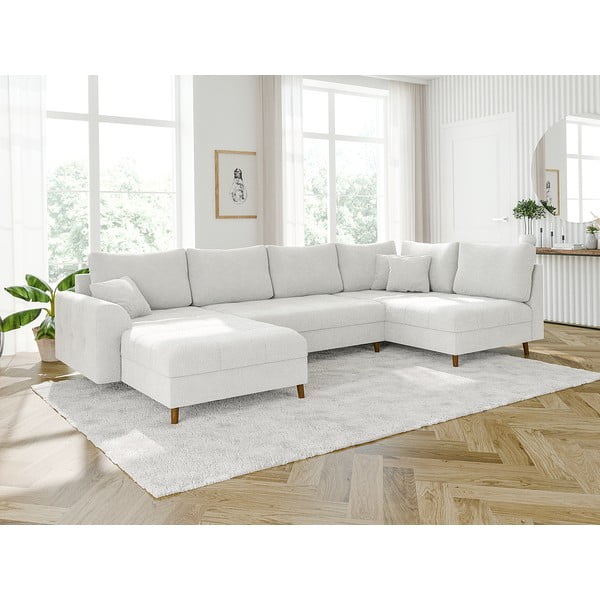 Кремав ъглов диван от плат букле (ляв ъгъл/"U" форма) Ariella – Ropez-image-3