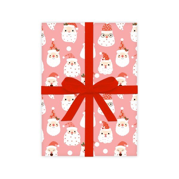 5 листа розово-бяла опаковъчна хартия, 50 x 70 cm Santas - eleanor stuart-image-2